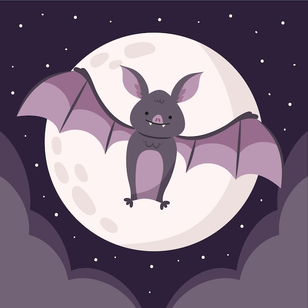 Free Vector hand drawn flat halloween bat illustration