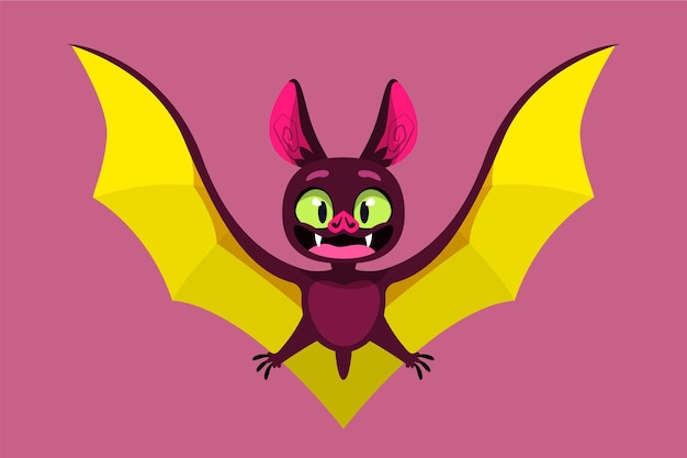 Hand drawn flat halloween bat illustration