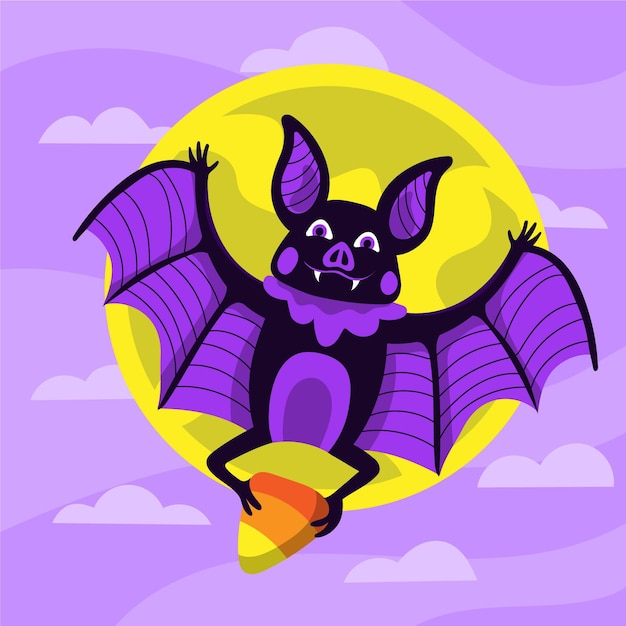 Free Vector hand drawn flat halloween bat illustration