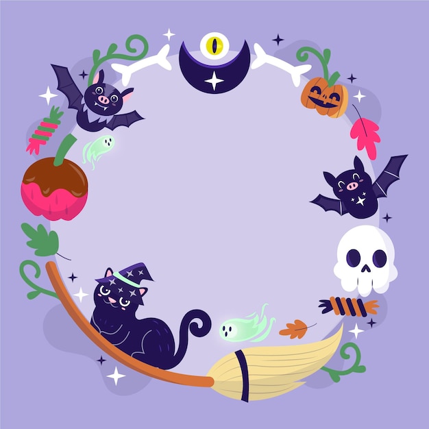 Free vector hand drawn flat halloween frame template