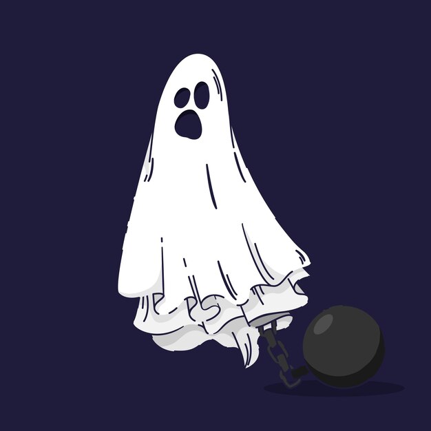 Hand drawn flat halloween ghost illustration
