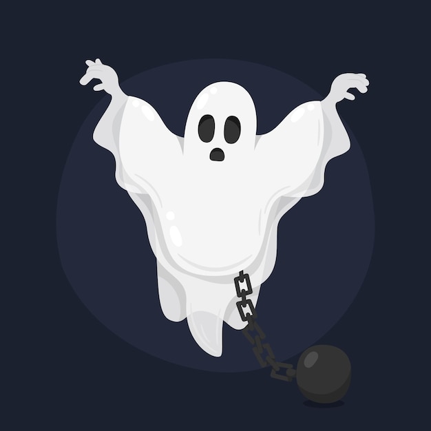 Illustrazione disegnata a mano del fantasma di halloween piatto