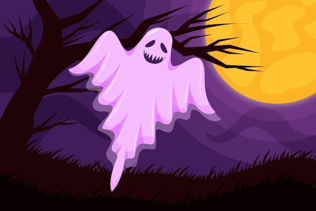 Vettore gratuito illustrazione disegnata a mano del fantasma di halloween piatto