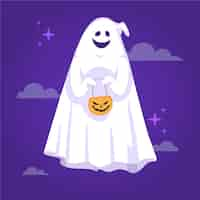 Vettore gratuito illustrazione disegnata a mano del fantasma di halloween piatto