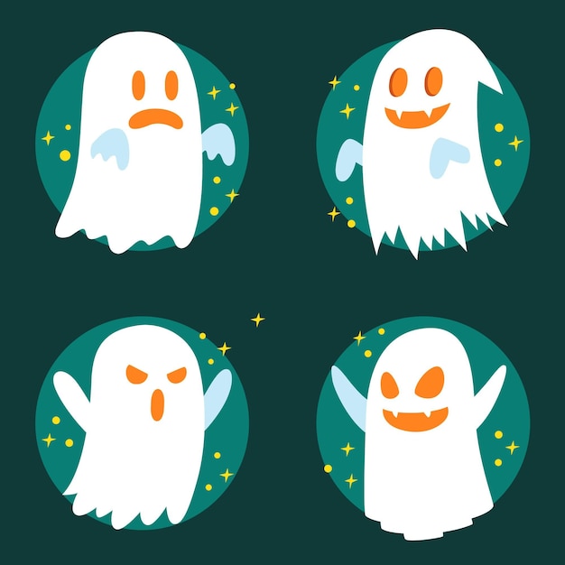 Free vector hand drawn flat halloween ghosts collection