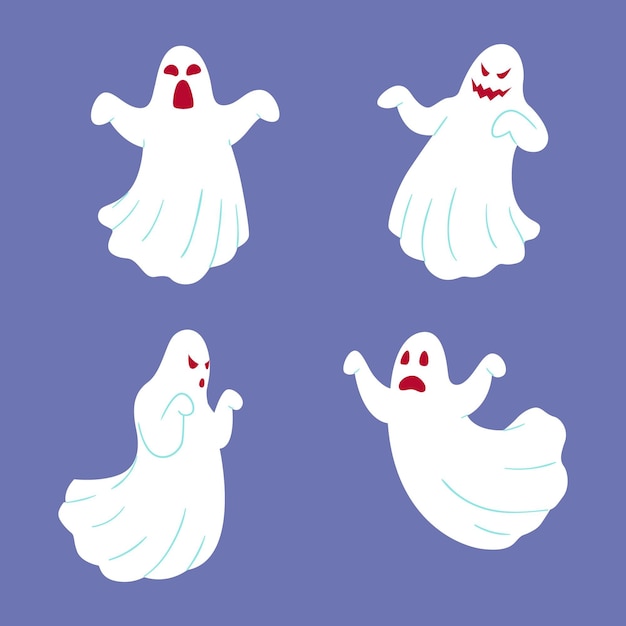 Free vector hand drawn flat halloween ghosts collection