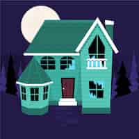 Бесплатное векторное изображение Нарисованная рукой плоская иллюстрация дома хэллоуина