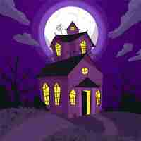 Free vector hand drawn flat halloween house illustration