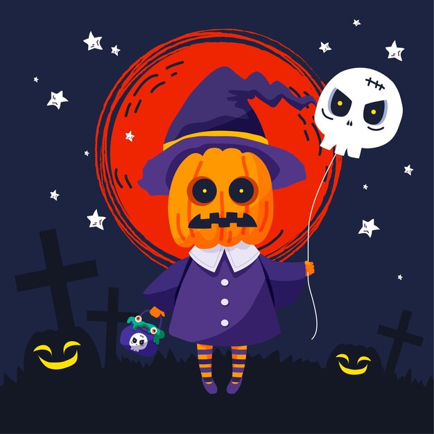 Hand drawn flat halloween illustration