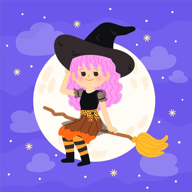 手描きフラットハロウィンイラスト