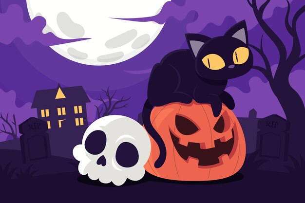 Hand drawn flat halloween illustration