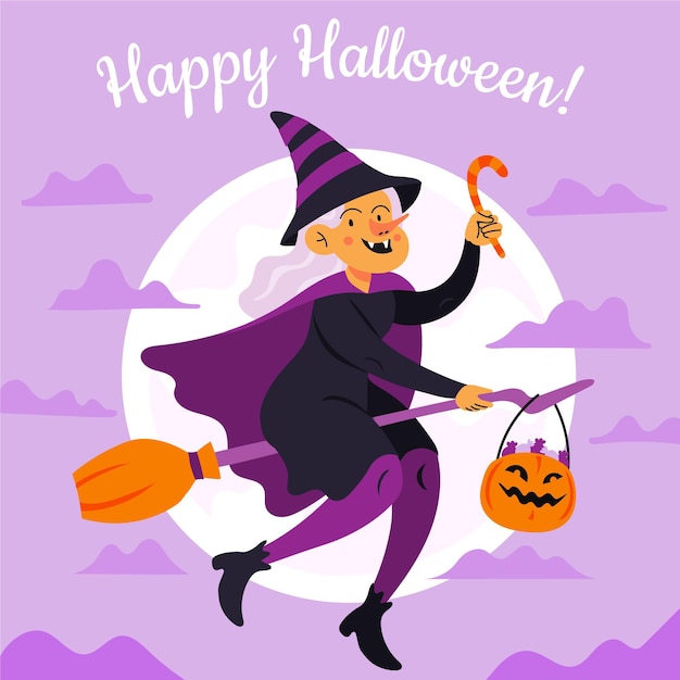 Бесплатное векторное изображение Нарисованная рукой плоская иллюстрация хэллоуина