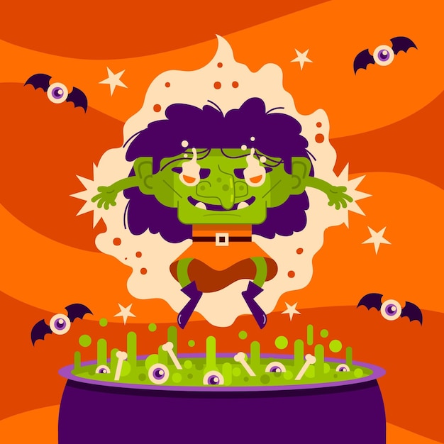 Free vector hand drawn flat halloween illustration