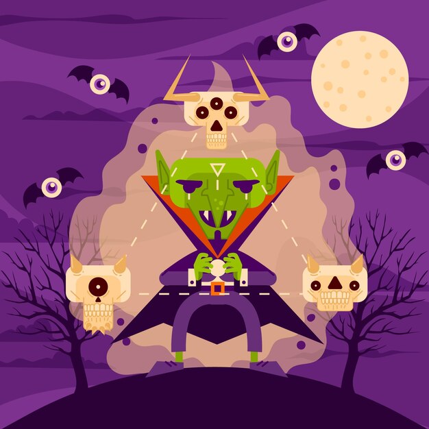 Hand drawn flat halloween illustration