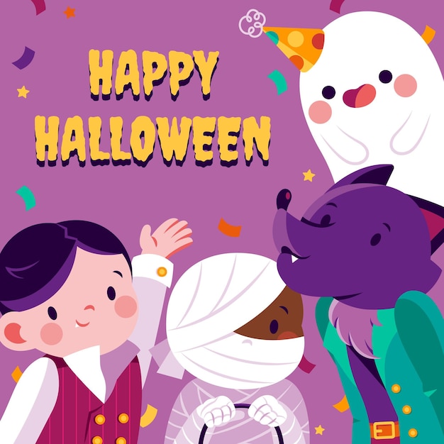 Hand drawn flat halloween illustration