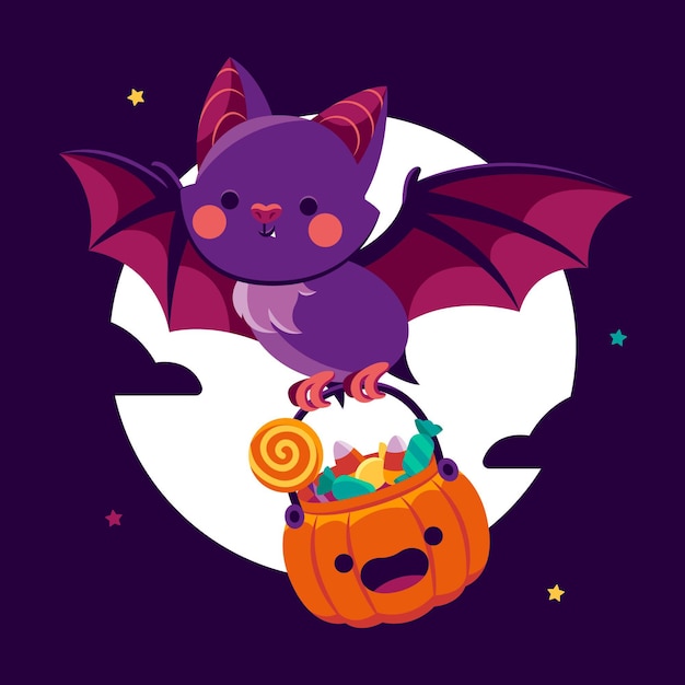 Hand drawn flat halloween illustration