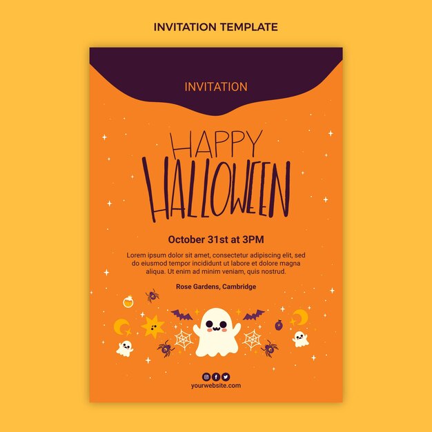 Vettore gratuito modello di invito di halloween piatto disegnato a mano