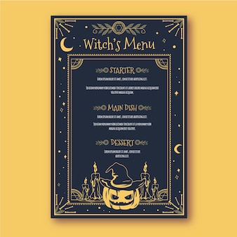 Hand drawn flat halloween menu template