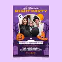 Free vector hand drawn flat halloween party vertical poster template