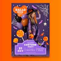 Free vector hand drawn flat halloween party vertical poster template