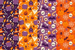 Hand drawn flat halloween pattern design