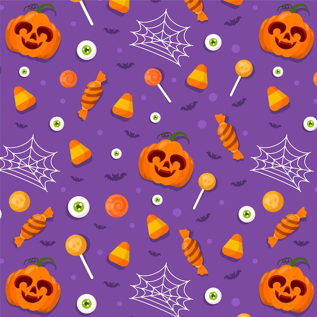 Free vector hand drawn flat halloween pattern design