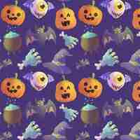 Free vector hand drawn flat halloween pattern design