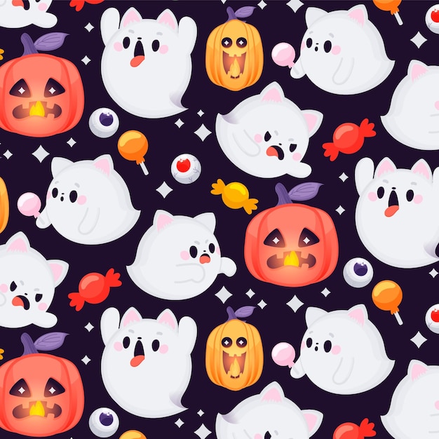 Free vector hand drawn flat halloween pattern design