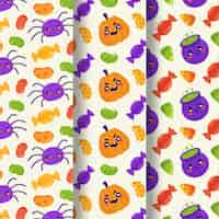 Free vector hand drawn flat halloween patterns collection