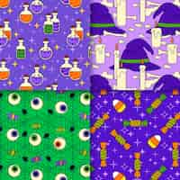 Free vector hand drawn flat halloween patterns collection