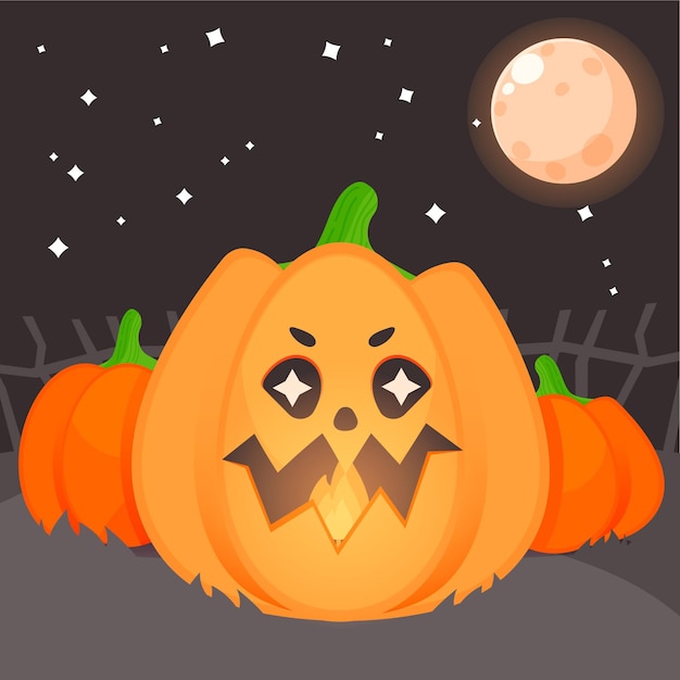 Free vector hand drawn flat halloween pumpkin illustration