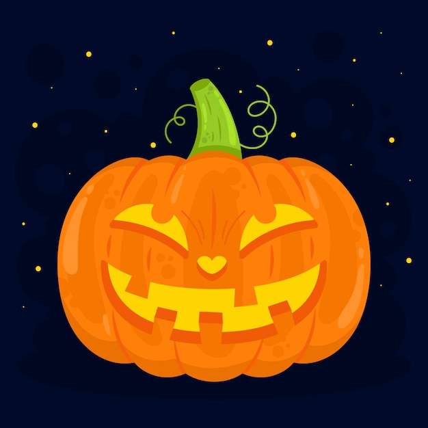 Hand drawn flat halloween pumpkin illustration