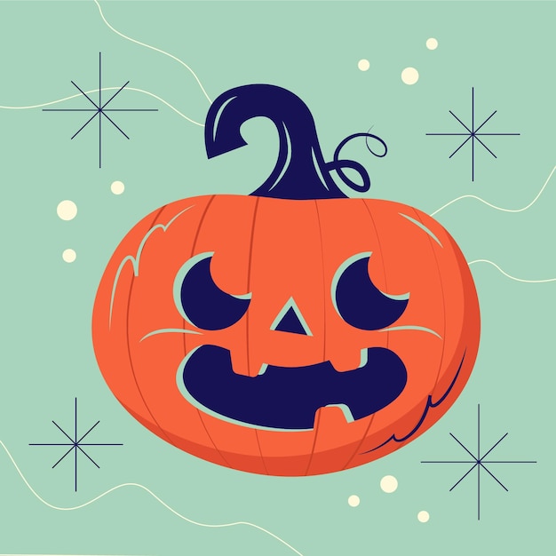 Hand drawn flat halloween pumpkin illustration