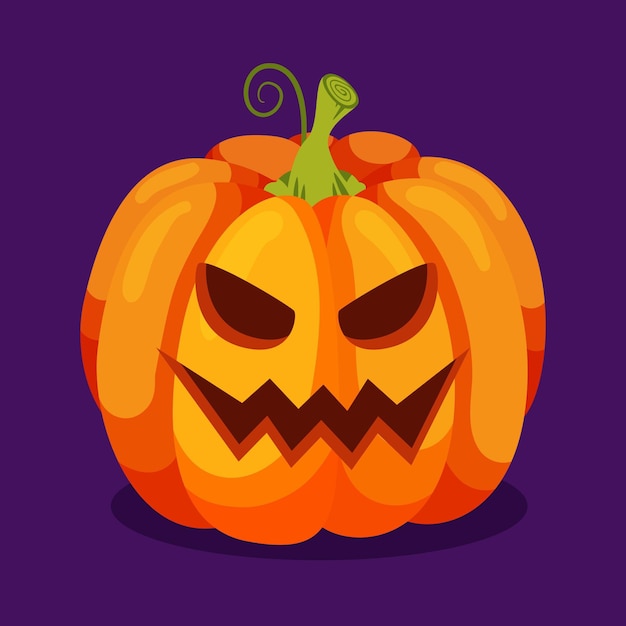 Hand drawn flat halloween pumpkin illustration