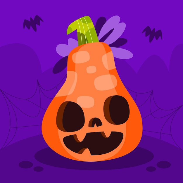 Illustrazione di zucca di halloween piatta disegnata a mano