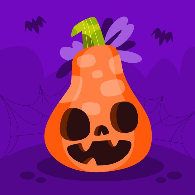 ハロウィーン・パンプキンを手で描いた平らなイラスト