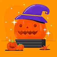 Free vector hand drawn flat halloween pumpkin illustration