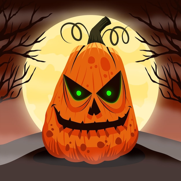 Hand drawn flat halloween pumpkin illustration