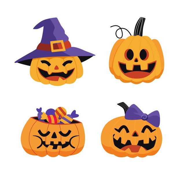 hand drawn flat halloween pumpkin illustration