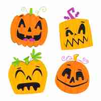 Free vector hand drawn flat halloween pumpkins collection