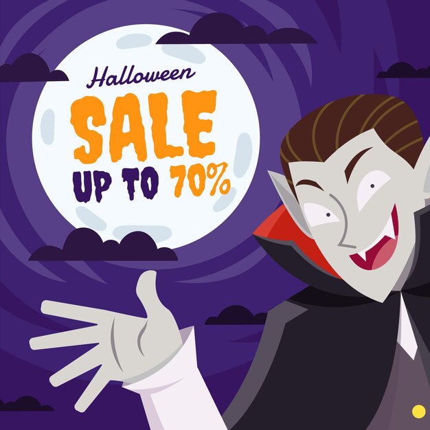 Hand drawn flat halloween sale illustration