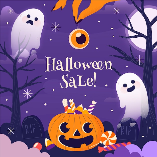 Free vector hand drawn flat halloween sale illustration