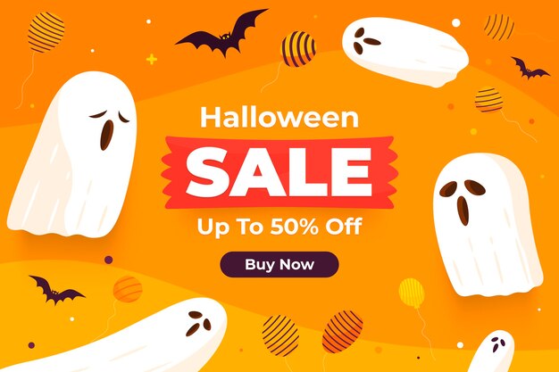 Hand drawn flat halloween sale illustration