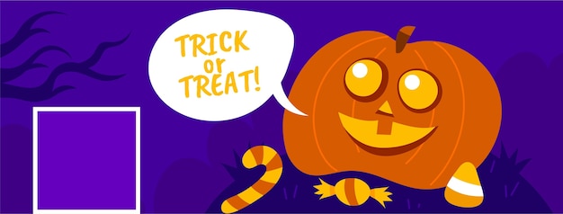 Free vector hand drawn flat halloween social media cover template