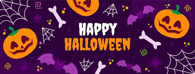 Modello di copertina per social media di halloween piatto disegnato a mano