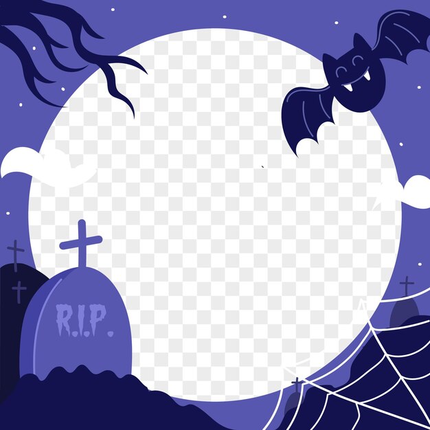 Hand drawn flat halloween social media frame template