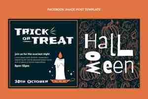 Free vector hand drawn flat halloween social media post template