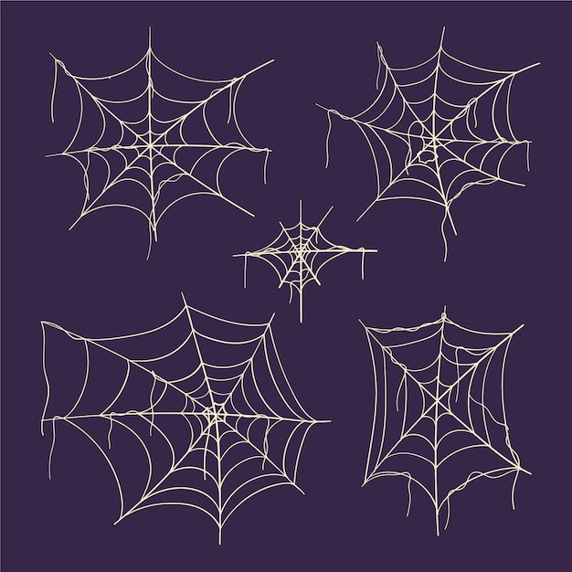 Free vector hand drawn flat halloween spider webs collection