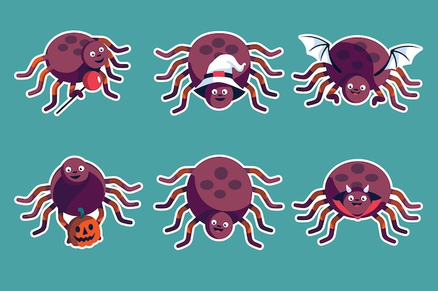 Free vector hand drawn flat halloween spiders collection