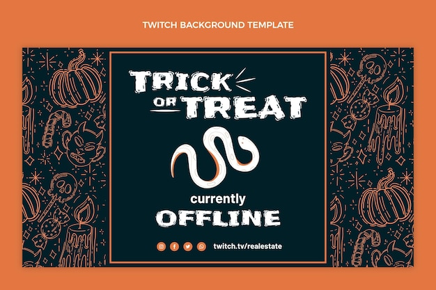 Free vector hand drawn flat halloween twitch background